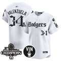 Men's Dodgers 2025 LA Gothic Style Vapor Premier Limited Jersey V2 - All Stitched - White, Fernando Valenzuela