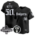 Men's Dodgers 2025 LA Gothic Style Vapor Premier Limited Jersey V2 - All Stitched - Black, Mookie Betts