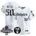 Men's Dodgers 2025 LA Gothic Style Vapor Premier Limited Jersey V2 - All Stitched - White, Mookie Betts