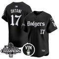 Men's Dodgers 2025 LA Gothic Style Vapor Premier Limited Jersey V2 - All Stitched - Black, Shohei Ohtani