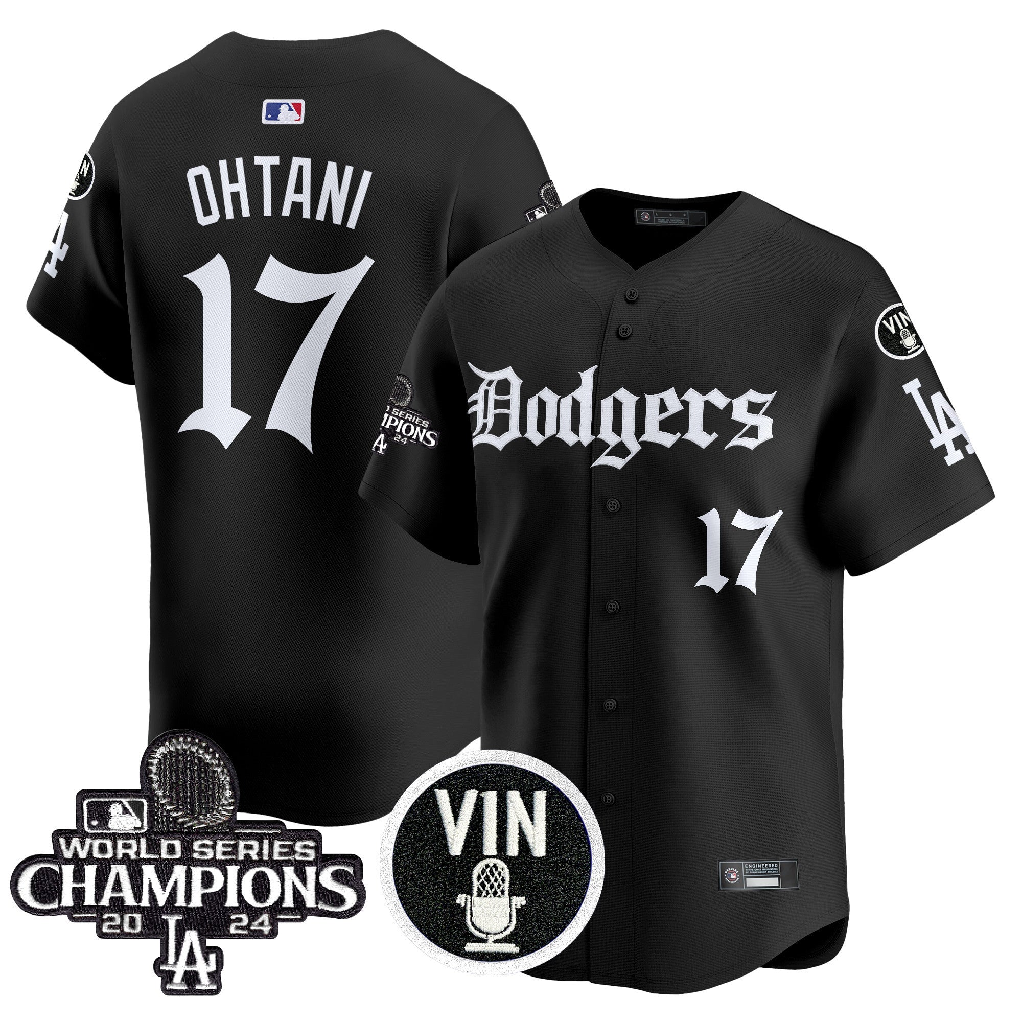 Men's Dodgers 2025 LA Gothic Style Vapor Premier Limited Jersey V2 - All Stitched - Black, Shohei Ohtani