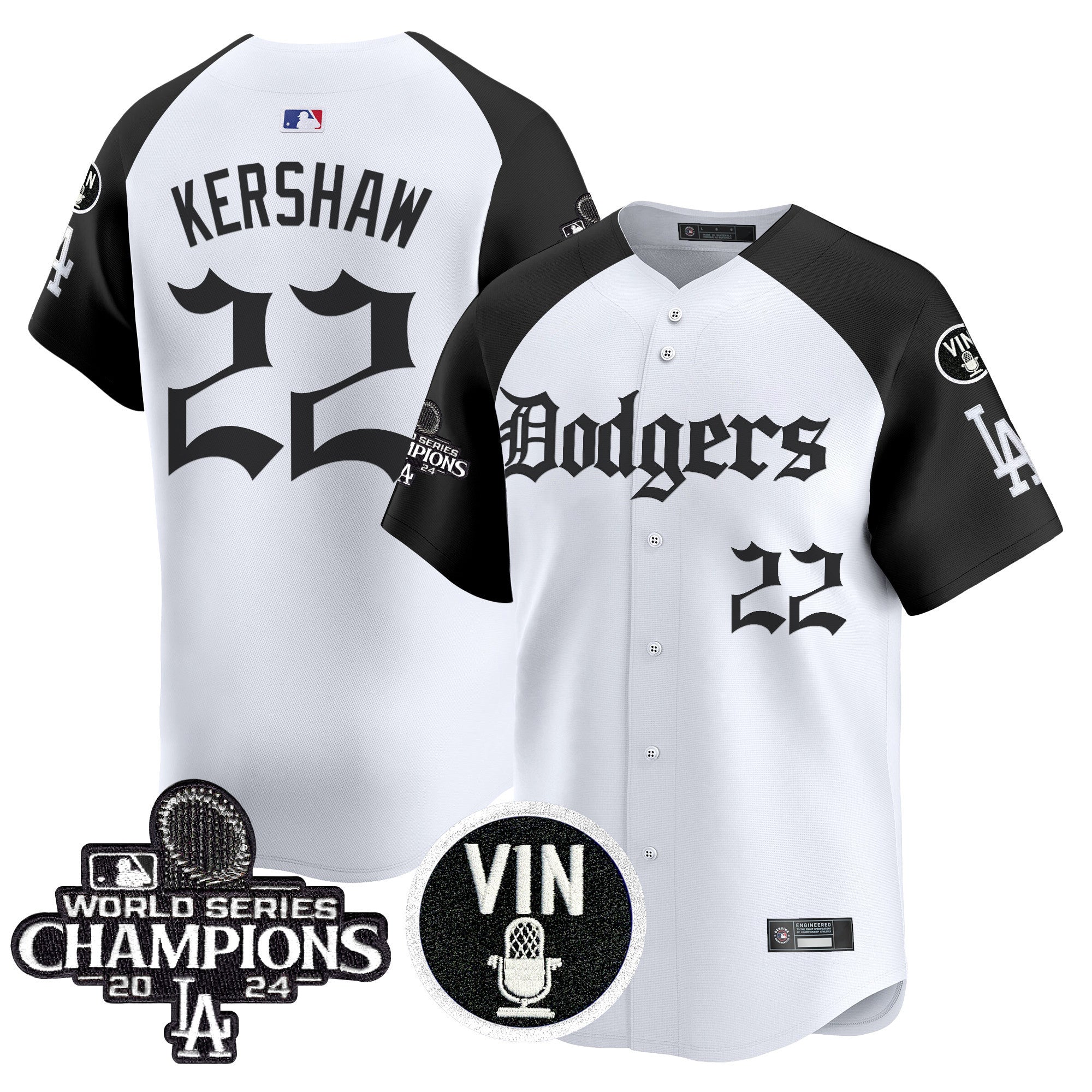 Men's Dodgers 2025 LA Gothic Style Vapor Premier Limited Jersey V2 - All Stitched - Alternate, Clayton Kershaw
