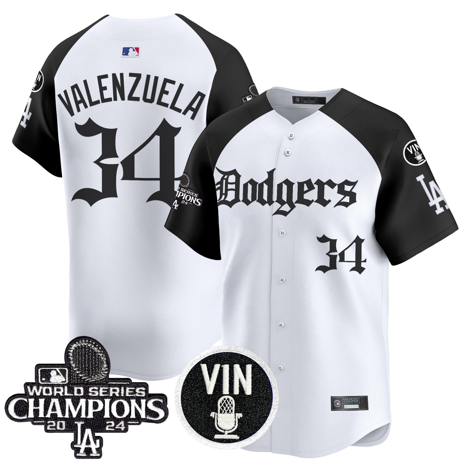 Men's Dodgers 2025 LA Gothic Style Vapor Premier Limited Jersey V2 - All Stitched - Alternate, Fernando Valenzuela