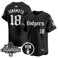 Men's Dodgers 2025 LA Gothic Style Vapor Premier Limited Jersey V2 - All Stitched - Black, Yamamoto