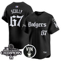 Men's Dodgers 2025 LA Gothic Style Vapor Premier Limited Jersey V2 - All Stitched - Black, Vin Scully