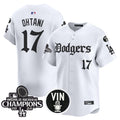 Men's Dodgers 2025 LA Gothic Style Vapor Premier Limited Jersey V2 - All Stitched - White, Shohei Ohtani