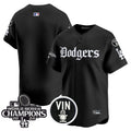 Men's Dodgers 2025 LA Gothic Style Vapor Premier Limited Jersey V2 - All Stitched - Black, Team