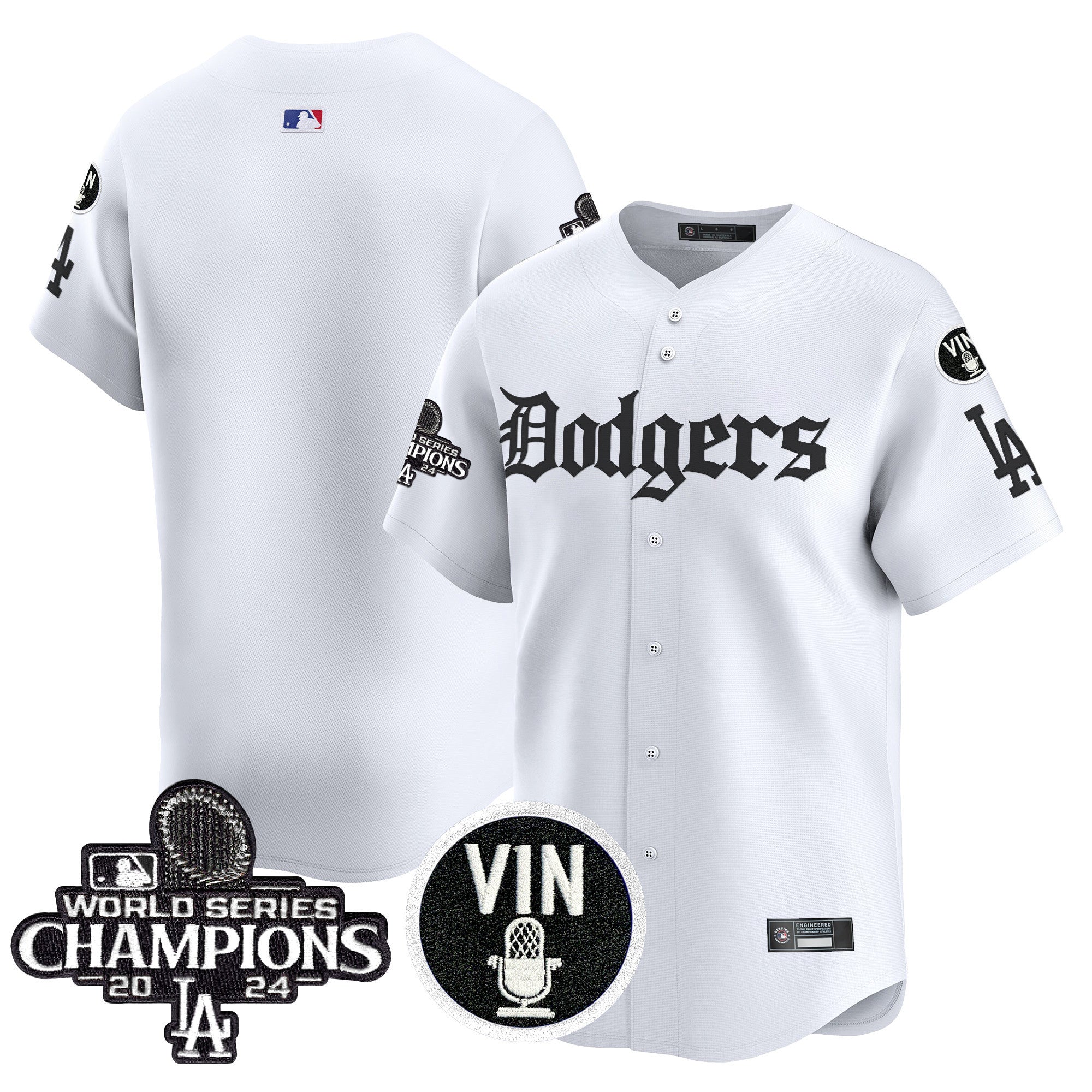 Men's Dodgers 2025 LA Gothic Style Vapor Premier Limited Jersey V2 - All Stitched - White, Team