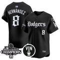 Men's Dodgers 2025 LA Gothic Style Vapor Premier Limited Jersey V2 - All Stitched - Black, Kike Hernandez