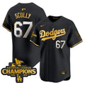 Men's Dodgers 2025 National League Champions Vapor Premier Limited Jersey - All Stitched - Black Gold, Vin Scully