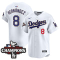 Men's Dodgers 2025 National League Champions Vapor Premier Limited Jersey - All Stitched - White, Kike Hernandez