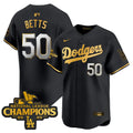 Men's Dodgers 2025 National League Champions Vapor Premier Limited Jersey - All Stitched - Black Gold, Mookie Betts