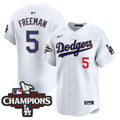 Men's Dodgers 2025 National League Champions Vapor Premier Limited Jersey - All Stitched - White, Freddie Freeman