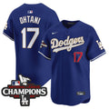 Men's Dodgers 2025 National League Champions Vapor Premier Limited Jersey - All Stitched - Royal, Shohei Ohtani