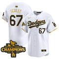 Men's Dodgers 2025 National League Champions Vapor Premier Limited Jersey - All Stitched - White Gold, Vin Scully