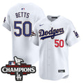 Men's Dodgers 2025 National League Champions Vapor Premier Limited Jersey - All Stitched - White, Mookie Betts