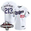 Men's Dodgers 2025 National League Champions Vapor Premier Limited Jersey - All Stitched - White, Bleed Blue 213