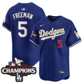Men's Dodgers 2025 National League Champions Vapor Premier Limited Jersey - All Stitched - Royal, Freddie Freeman