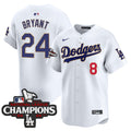 Men's Dodgers 2025 National League Champions Vapor Premier Limited Jersey - All Stitched - White, Kobe Bryant