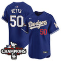 Men's Dodgers 2025 National League Champions Vapor Premier Limited Jersey - All Stitched - Royal, Mookie Betts