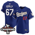 Men's Dodgers 2025 National League Champions Vapor Premier Limited Jersey - All Stitched - Royal, Vin Scully