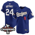 Men's Dodgers 2025 National League Champions Vapor Premier Limited Jersey - All Stitched - Royal, Kobe Bryant