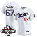 Men's Dodgers 2025 National League Champions Vapor Premier Limited Jersey - All Stitched - White, Vin Scully