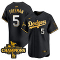 Men's Dodgers 2025 National League Champions Vapor Premier Limited Jersey - All Stitched - Black Gold, Freddie Freeman
