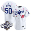 Men's Dodgers 2025 World Series x Tokyo Series Vapor Premier Limited Jersey - All Stitched - White, Mookie Betts