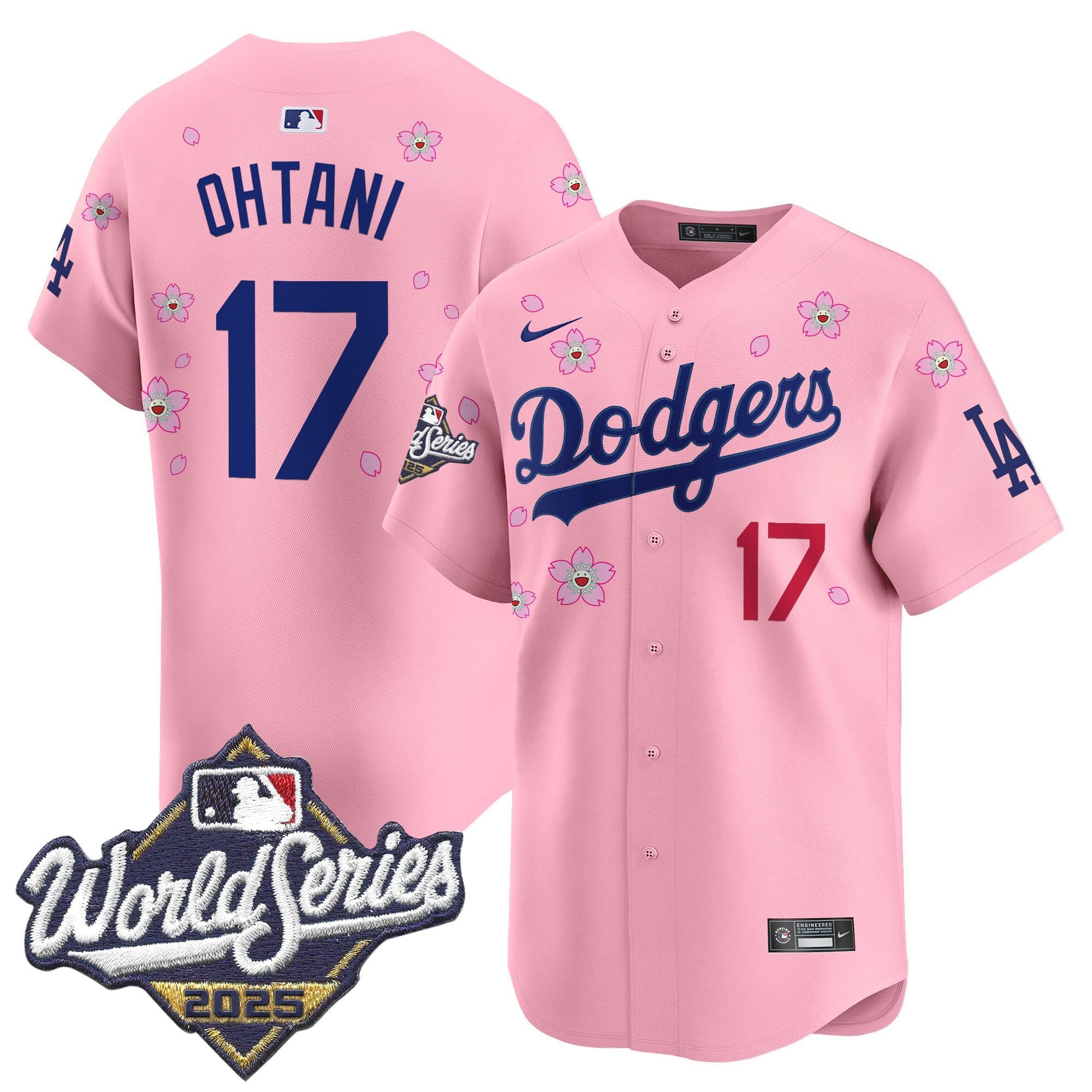 Men's Dodgers 2025 World Series x Tokyo Series Vapor Premier Limited Jersey - All Stitched - Cherry Blossom, Shohei Ohtani
