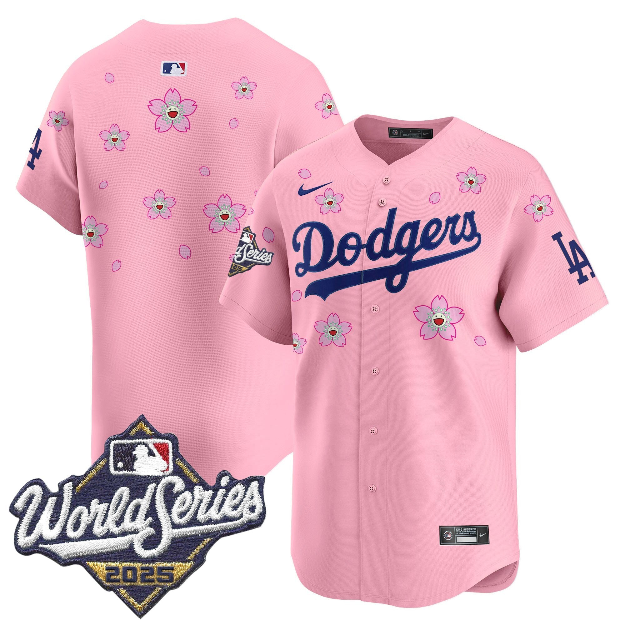 Men's Dodgers 2025 World Series x Tokyo Series Vapor Premier Limited Jersey - All Stitched - Cherry Blossom, Team
