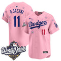Men's Dodgers 2025 World Series x Tokyo Series Vapor Premier Limited Jersey - All Stitched - Cherry Blossom, Roki Sasaki
