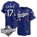 Men's Dodgers 2025 World Series x Tokyo Series Vapor Premier Limited Jersey - All Stitched - Royal, Shohei Ohtani (Kanji)