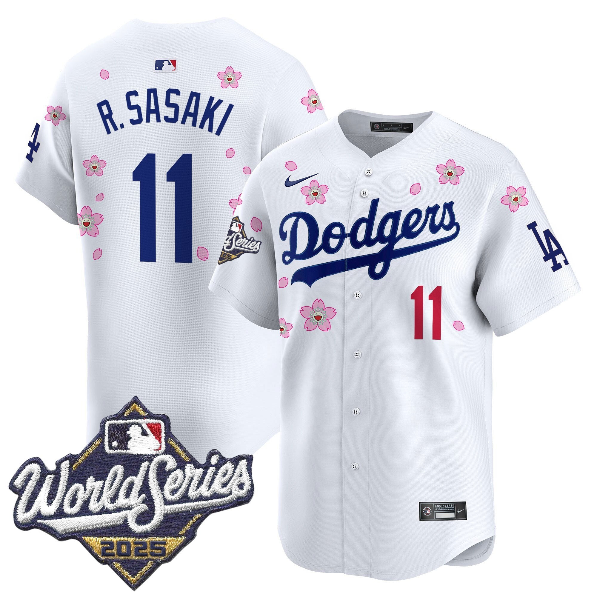 Men's Dodgers 2025 World Series x Tokyo Series Vapor Premier Limited Jersey - All Stitched - White, Roki Sasaki