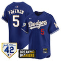 Men's Dodgers Jackie Robinson Breaking Barriers Patch Vapor Premier Limited Jersey - All Stitched - Royal, Freddie Freeman