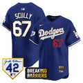Men's Dodgers Jackie Robinson Breaking Barriers Patch Vapor Premier Limited Jersey - All Stitched - Royal, Vin Scully