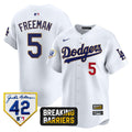 Men's Dodgers Jackie Robinson Breaking Barriers Patch Vapor Premier Limited Jersey - All Stitched - White, Freddie Freeman