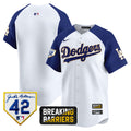 Men's Dodgers Jackie Robinson Breaking Barriers Patch Vapor Premier Limited Jersey - All Stitched - White Alternate, Team