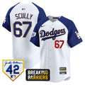 Men's Dodgers Jackie Robinson Breaking Barriers Patch Vapor Premier Limited Jersey - All Stitched - White Alternate, Vin Scully