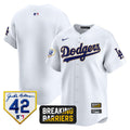Men's Dodgers Jackie Robinson Breaking Barriers Patch Vapor Premier Limited Jersey - All Stitched - White, Team