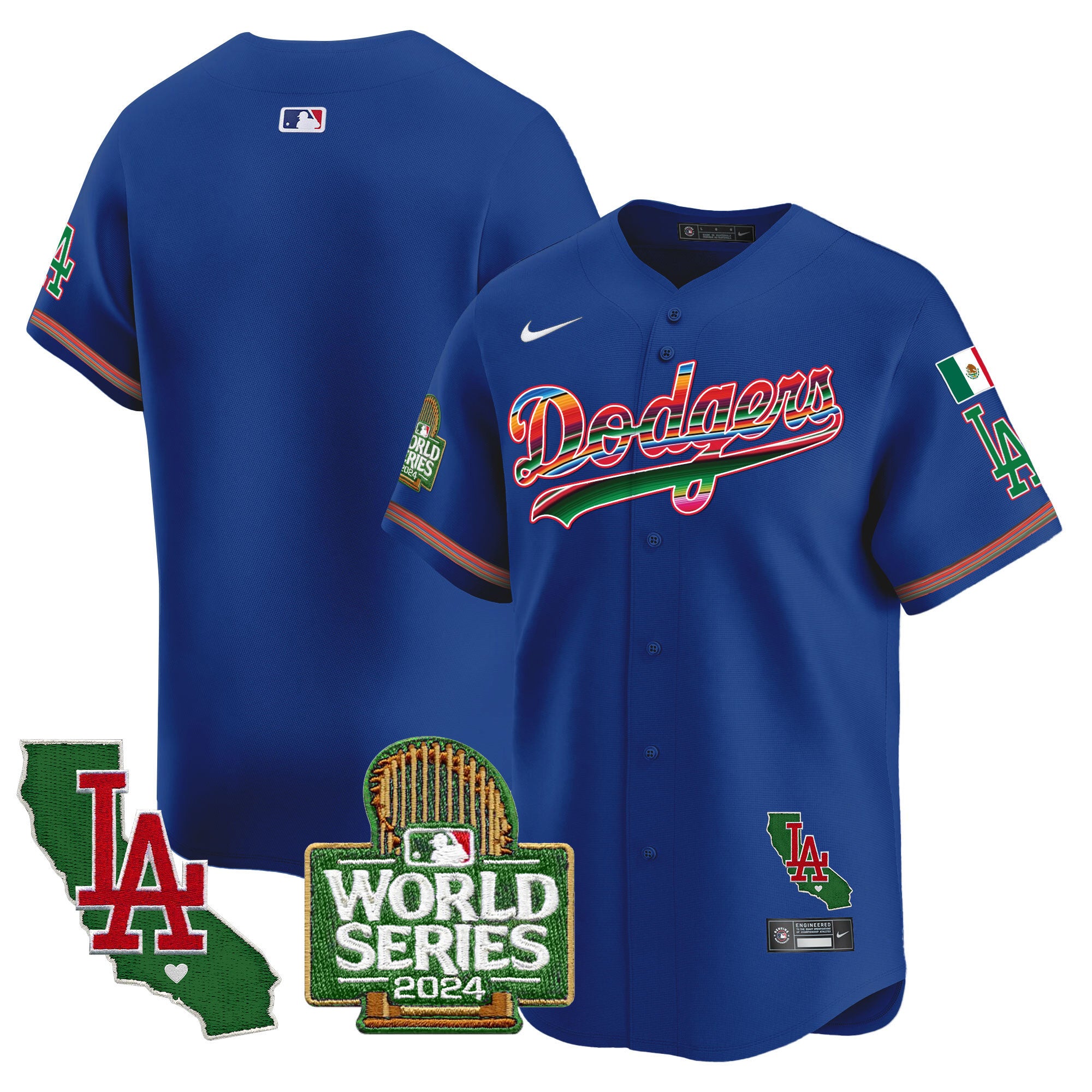 Men's Dodgers Mexico 2024 World Series Vapor Premier Limited Jersey - All Stitched - Royal, Team