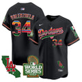 Men's Dodgers Mexico 2024 World Series Vapor Premier Limited Jersey - All Stitched - Black, Fernando Valenzuela
