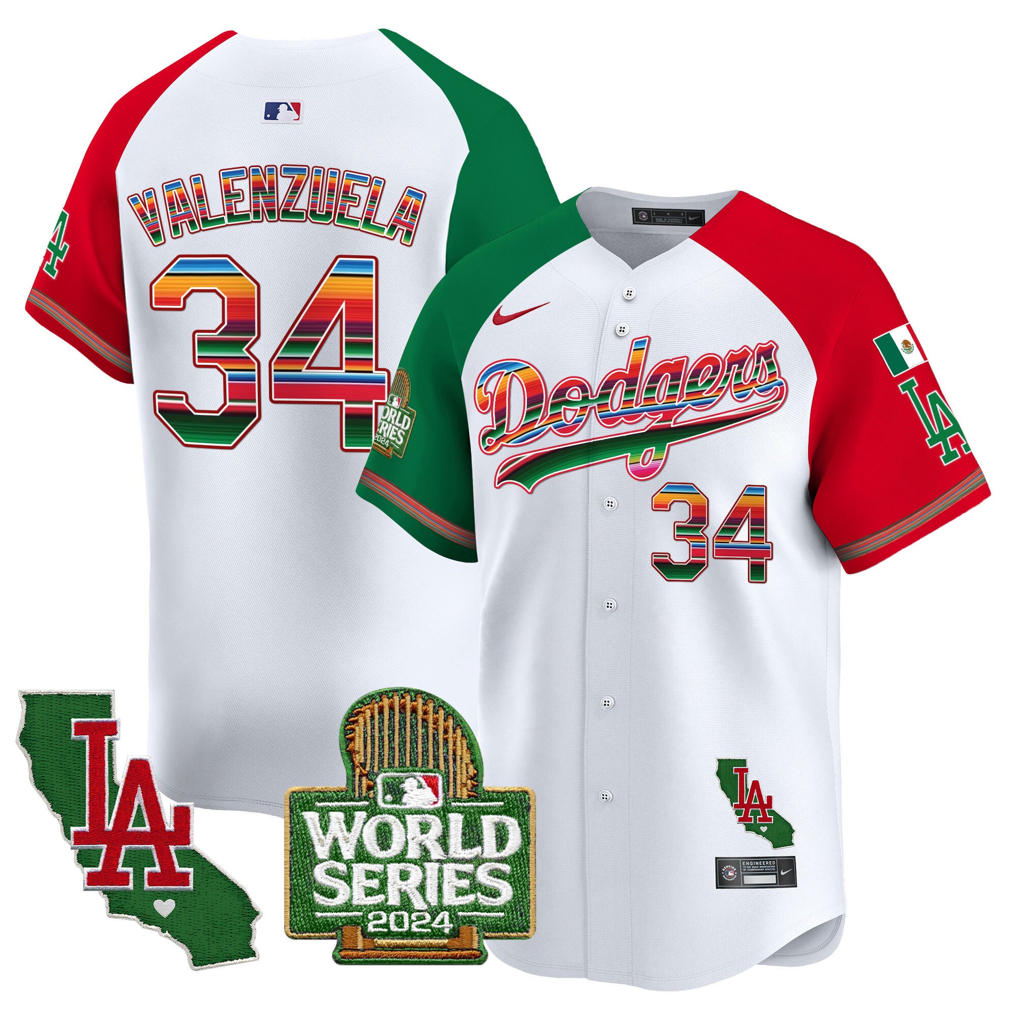 Men's Dodgers Mexico 2024 World Series Vapor Premier Limited Jersey - All Stitched - Alternate, Fernando Valenzuela