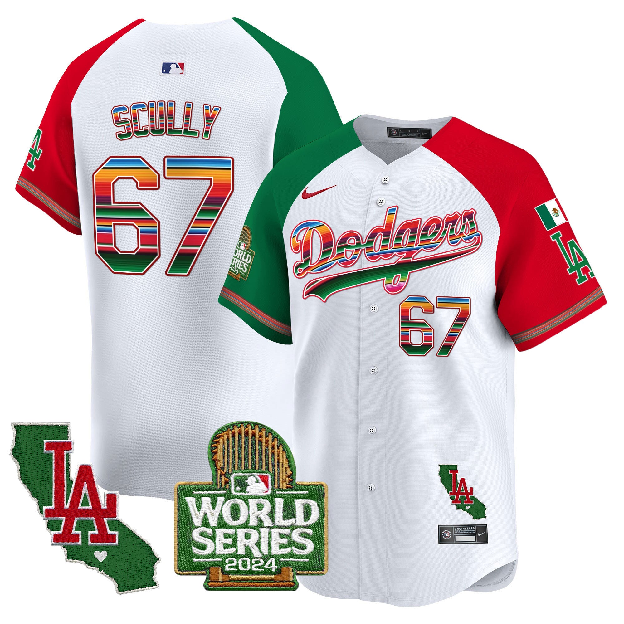 Men's Dodgers Mexico 2024 World Series Vapor Premier Limited Jersey - All Stitched - Alternate, Vin Scully