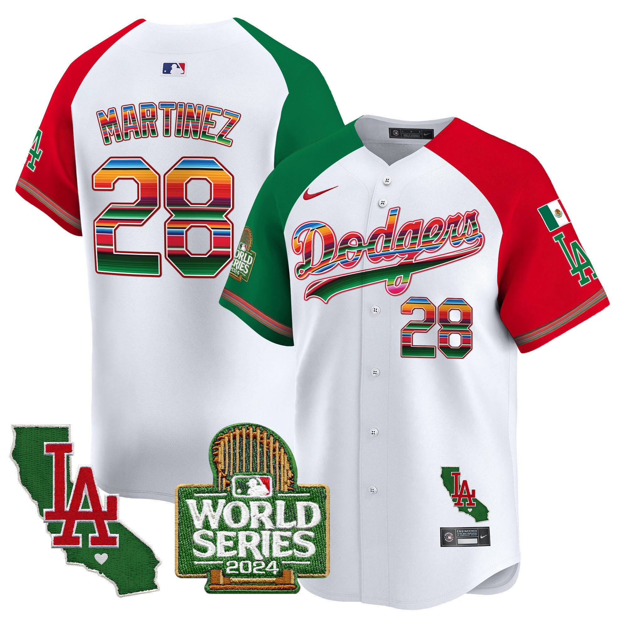 Men's Dodgers Mexico 2024 World Series Vapor Premier Limited Jersey - All Stitched - Alternate, J.D. Martinez