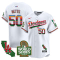 Men's Dodgers Mexico 2024 World Series Vapor Premier Limited Jersey - All Stitched - White, Mookie Betts