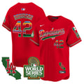 Men's Dodgers Mexico 2024 World Series Vapor Premier Limited Jersey - All Stitched - Red, Jackie Robinson