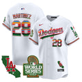 Men's Dodgers Mexico 2024 World Series Vapor Premier Limited Jersey - All Stitched - White, J.D. Martinez