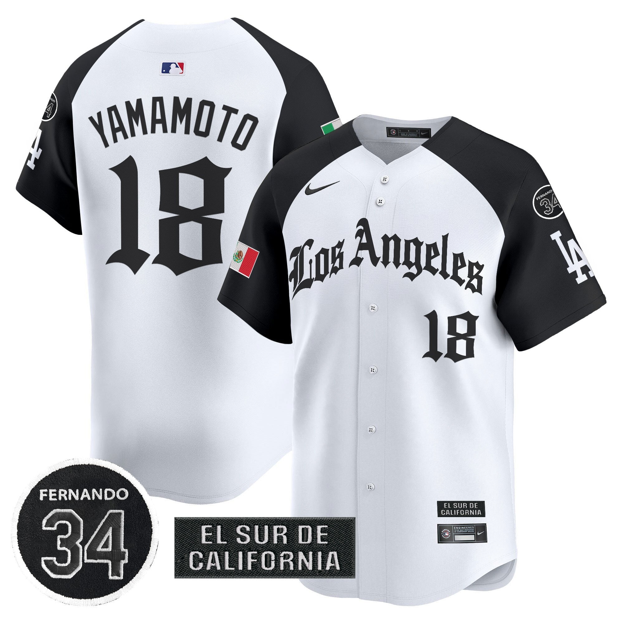 Men's Dodgers Mexico 2025 LA Gothic Style Vapor Premier Limited Jersey - All Stitched - Alternate, Yamamoto