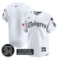 Men's Dodgers Mexico 2025 LA Gothic Style Vapor Premier Limited Jersey V2 - All Stitched - White, Team